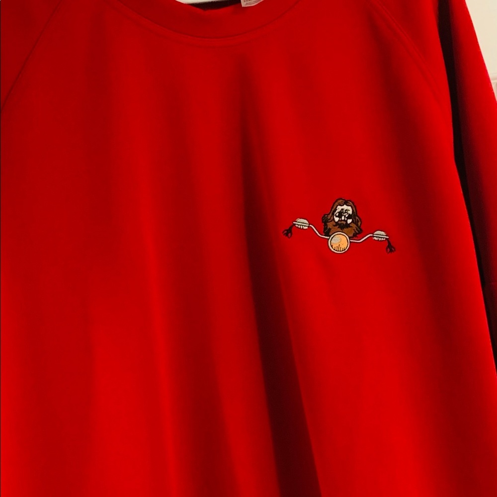 Crewneck Sweaters with stitched biker logo